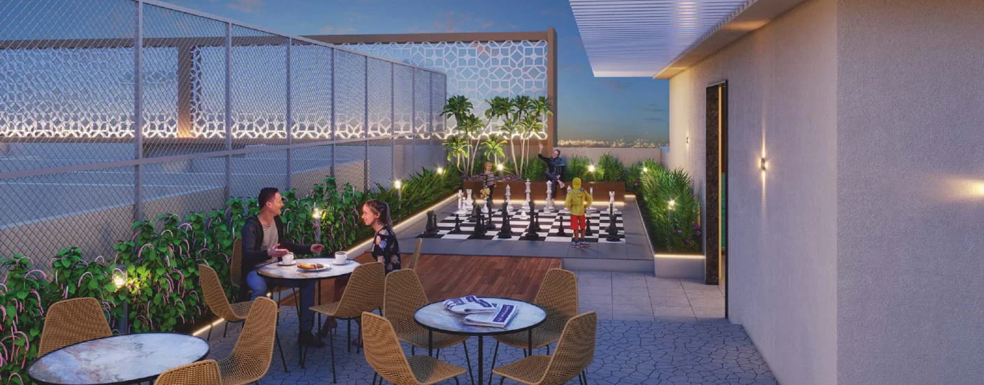 Dwarka Bluewater Chikhali Rooftop Dine Area Image